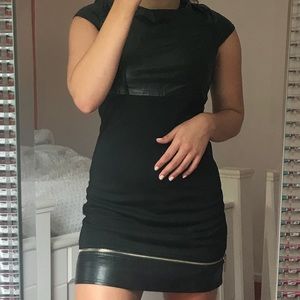 boutique black leather mini dress